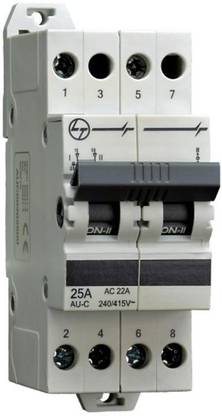 LARSEN AND TOUBRO Changeover Switch, 2 Pole, 25A (MCB Type) (Cat No. AUC00202500) AU Series MCB