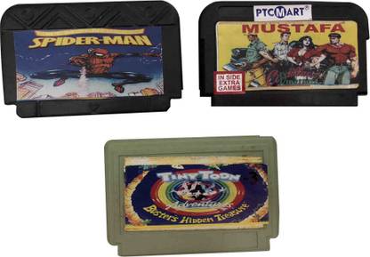 PTCMart 8 Bit Video Game Cassettes Games Including spiderman , mustafa And tinytoon  Gaming Accessory Kit