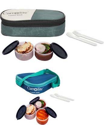 Carrolite Combo 2 in 1 Mehndi + Triangle Blue Plastic Black dabbi Lunchbox 5 Containers Lunch Box
