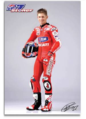 Moto GP Wall Poster - Casey Stoner - Scary Stoner - Worlds No.1 Racer in Moto GP 2007 & 2011 - Ducati Team - Moto GP - Large Size Poster - HD Quality - 36 inches x 24 inches (92 cms x 61 cms) Fine Art Print