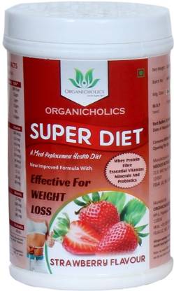 ORGANICHOLICS Super Diet Meal Replacement Shake For Weight Loss (Strawberry Flavour)