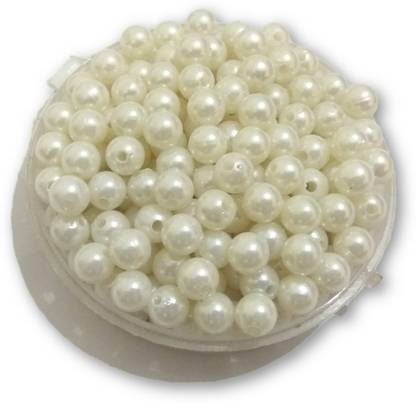 Kwizy Pearl Beads for Craft Jewellery Embroidery Making Purpose Round Shape (100 Pieces, Size 8MM)