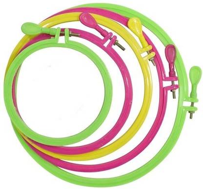 ASIAN HOBBY CRAFTS Plastic Fabric Embroidery Hoop Ring Frame :Dia : 9", 8", 7", 6", 5":Set of 5 pcs Embroidery Hoop