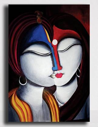 PIXELARTZ Canvas Painting - Radha Krishna Modern Art Painting (9 X 12) - Without Frame Digital Reprint 12 inch x 9 inch Painting