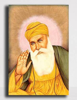 PIXELARTZ Canvas Painting - Guru Nanak dev ji - Relgious Canvas Art (17 X 23) - Without Frame Digital Reprint 23 inch x 17 inch Painting