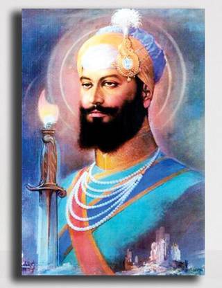 PIXELARTZ Canvas Painting - Guru Hargobind SahibJi (15 X 23) - Without Frame Digital Reprint 23 inch x 15 inch Painting