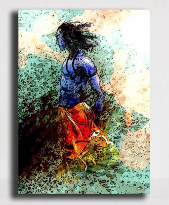 PIXELARTZ Canvas Painting - Jai Sri Ram - Religious Canvas Art (9 X 12) - Without Frame Digital Reprint 12 inch x 9 inch Painting