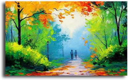 PIXELARTZ Canvas Painting - Colorful Sunrise - Nature Canvas Art (23 X 15) - Without Frame Digital Reprint 15 inch x 23 inch Painting