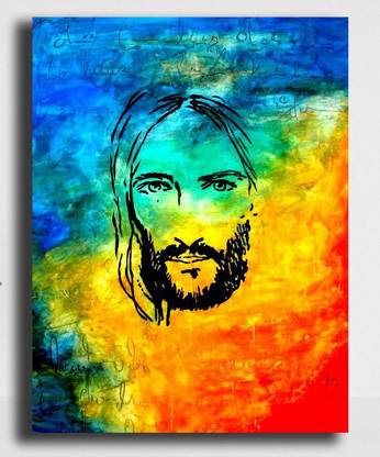 PIXELARTZ Canvas Painting - Abstract Painting Of Jesus (10 X 12) - Without Frame Digital Reprint 12 inch x 10 inch Painting