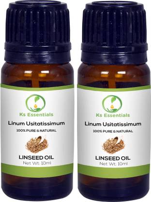 ks एसेंशियल्स 100% शुद्ध अलसी कैरियर ऑइल (लिनम यूसीटाटिसिमम) (10ml) प्रत्येक