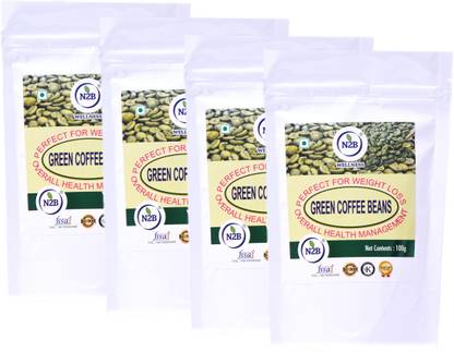 N2B A++ Green Coffee Beans- Reduce Body Fat, Weight Loss,Control diabetes and cholesterol Instant Coffee Pack of 4 of 100 g Instant Coffee
