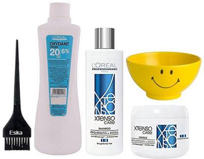 eska Brush & L'oreal Professional Oxydant Stabilsed Cream Developer 20 vol 6% & X-tenso Care Shampoo+Conditioner With Bowl