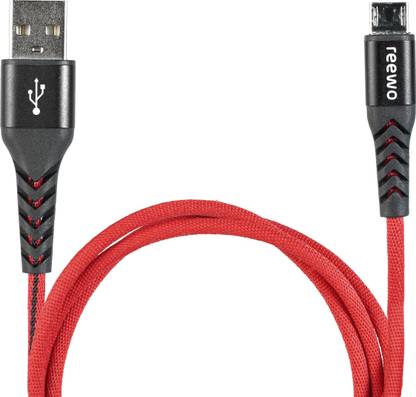reewo Micro USB Cable 1 m extra tough, premium, kevlar braided charging cable for android | Kevlar fibre insulated with nylon braiding | 20000+ bend tests cleared (Red)
