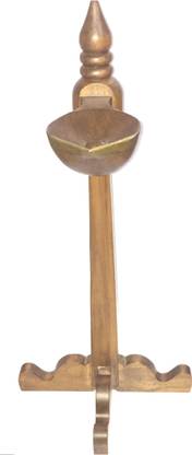 legitsoft Laman Diva/Diya (In The Days Of Saint Dnyaneshwar Style) Wood, Melamine, Brass Table Diya