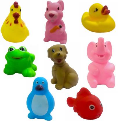 Effe Shoppe Animal Toys with chu chu sound - Pack of 8 Baby Bath Toys Bath Toy