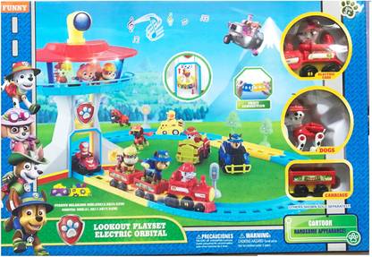 AS TOYS Paw Patrol Lookout Playset Electronic Orbital Construction Train Track Set Toy (Multicolor)