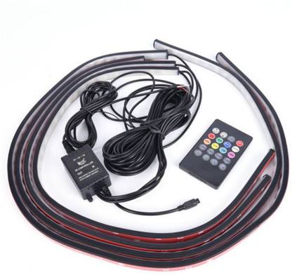 Autosky Car Tube Underglow Underbody Glow System Neon Light IR Remote Control Multi-Color Universal Fit 1 Set of 4 Piece Car Fancy Lights