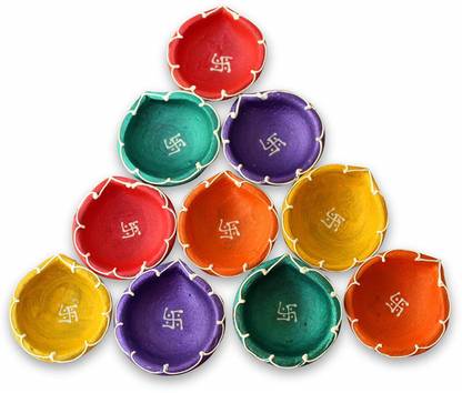 FashionFrame Deepawali Lighting Diya for Diwali Decoration & Pooja Earthenware (Pack of 6) Table Diya Set