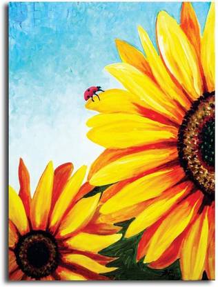 PIXELARTZ Canvas Painting - Sunflowers - Without Frame Digital Reprint 23 inch x 18 inch Painting