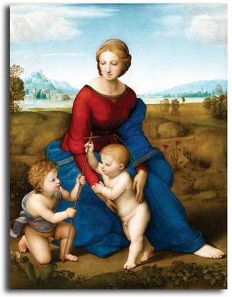 PIXELARTZ Canvas Painting - Raphael - Madonna In The Meadow - Without Frame Digital Reprint 12 inch x 10 inch Painting