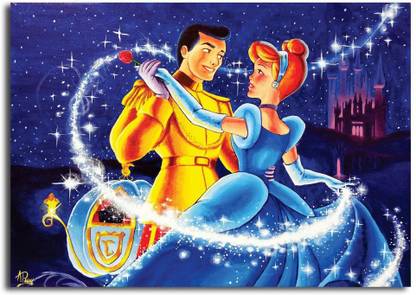 PIXELARTZ Canvas Painting - Cinderella - Without Frame Digital Reprint 9 inch x 12 inch Painting