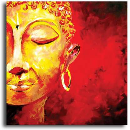 PIXELARTZ Canvas Painting - Buddha - Acrylic Painting - Without Frame Digital Reprint 23 inch x 23 inch Painting