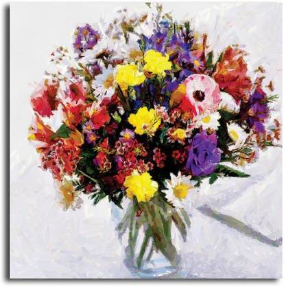 PIXELARTZ Canvas Painting - Pierre Auguste Renoir - Flowers - Without Frame Digital Reprint 12 inch x 12 inch Painting