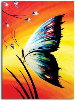 PIXELARTZ Canvas Painting - Butterfly - Without Frame Digital Reprint 35 inch x 27 inch Painting