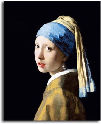 PIXELARTZ Canvas Painting - Girl with a Pearl Earring - Johannes Vermeer - Without Frame Digital Reprint 12 inch x 11 inch Painting
