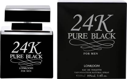 lonkoom 24k Pure Black Perfume , Woody Fragrance Perfume Eau de Toilette  -  100 ml