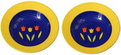 caffeine Ceramic Handmade Blue Tulip 9 inch Charger Plate