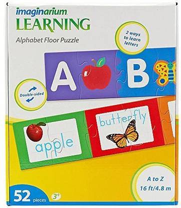 Genrc Giant Size Learning Alphabet Floor Puzzle (16 FEET Long) 52 Double Sided Pieces - Toddler ABC Letters Spelling Educational Ages