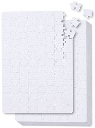 Genrc Blank Puzzle - 10-Pack White Jigsaw Puzzles DIY, Kids Color-in Crafts Projects, 120 Pieces Each, 7.75 x 11 inches