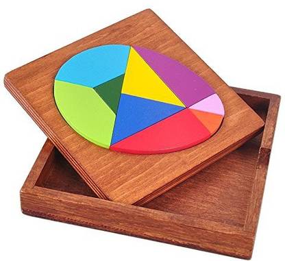 Genrc QLL Brain Teaser Game Colorful Egg Shape Wooden Tangram Puzzle IQ Logic Intellingent Toy Game for Kids Geometric Jigsaw Puzzle B