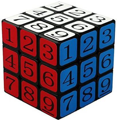 Genrc Formula CubeTwist 3x3x3 Puzzle Speed Sudoku Number Magic Cube Educational Puzzle Toy - Black