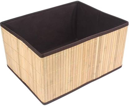 HomeStorie Bamboo Eco-Friendly Foldable Natural Bamboo Storage Basket Bins Organizer Storage Basket
