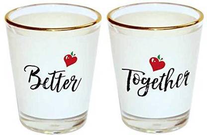 iKraft (Pack of 2) Shot Glasses Gift, Couple Shot Glass- Better Together Funny Quote Perfect Matching Shot Glass Glass Set Shot Glass