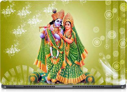 HD Arts Radha Krishna Faded green ECO Vinyl Laptop Decal 15.6
