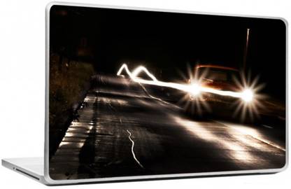 Ganesh Arts ® Car at Night Road Exclusive High Quality Laptop Decal, laptop skin sticker 15.6 inch (15 x 10) Inch Adhvik_skin_0091new Vinyl Laptop Skin Compatible for 15.6 inch