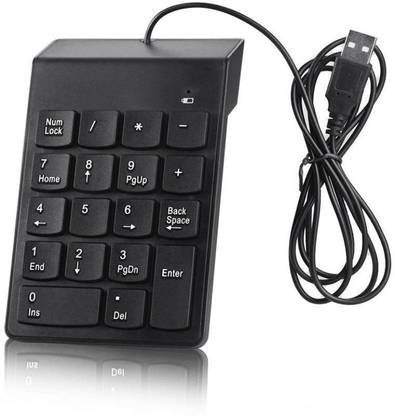 JX2 USB Numeric Keypad, Portable Slim Mini Number Pad for Laptop Desktop Computer PC, Full Size 18 Key Black Wired Number Pad Wired Number Pad