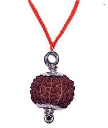 SSG Collections | 8 Mukhi/ Faced Rudraksha Pendant With Silver Coated Capping, Bead Size: 10-14mm, Indonesia/ Java Originated Rudraksh | 100% Original & Natural Rudrakash | Wood Pendant
