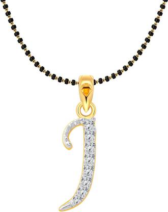 VIGHNAHARTA Fancy initial "J" Letter - VFJ1171MSPG Gold-plated Cubic Zirconia Alloy, Brass Pendant