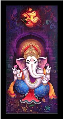Sparkle Print Shree Ganesh Wall Sticker Poster Without Frame (20 X 40 Inches) Fine Art Print