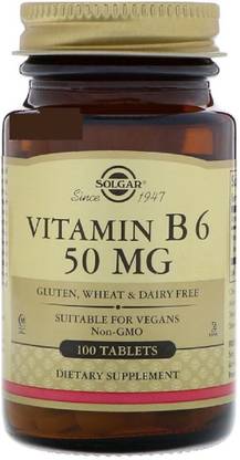 Solgar Solgar, Vitamin B6, 50 mg, 100 Tablets