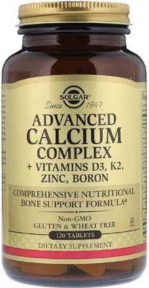 Solgar Solgar, Advanced Calcium Complex + Vitamins D3, K2, Zinc, Boron, 120 Tablets