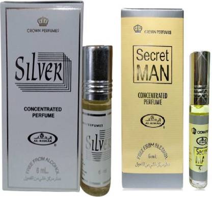 AL- REHAB Silver and Secret Man pack of 2 Floral Attar