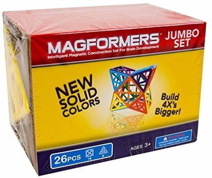 Magformers Jumbo Set (26-Pieces) Large Magnetic Building Blocks, Educational Magnetic Tiles Kit, Magnetic Construction Stem Toy Set