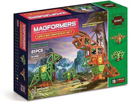 Magformers Walking Dinosaur Set (81-Pieces) Magnetic Building Blocks, Educational Magnetic Tiles Kit, Magnetic Construction Stem Set