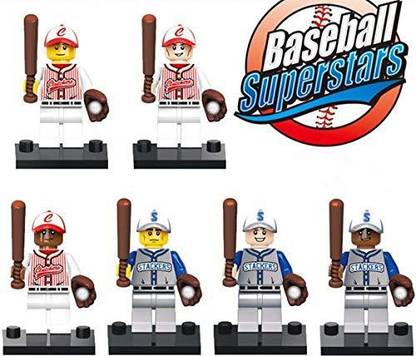 Genrc Edcaa Mini Figures Set-6 Piece Minifigures Set, Baseball Player Figure Blocks Set Building Block Sets Models Bricks Kits Toys Ch