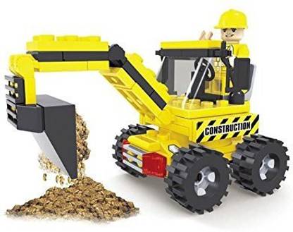 Genrc Ausini 84Pc Construction Tough Tracks Excavator Tractor With Action Figure Building Bricks Educational Blocks Set Compatible To